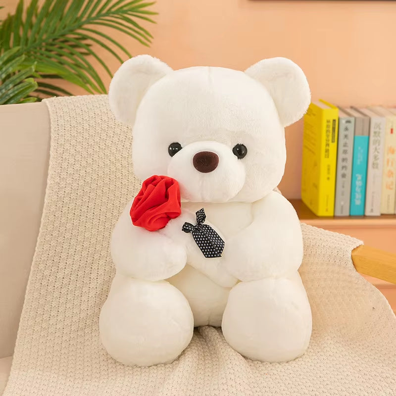 Plushies Teddy Bear with Rose Cute Stuffed Animals Soft Toys Plush Teddy Bear Mother'S Day Gifts