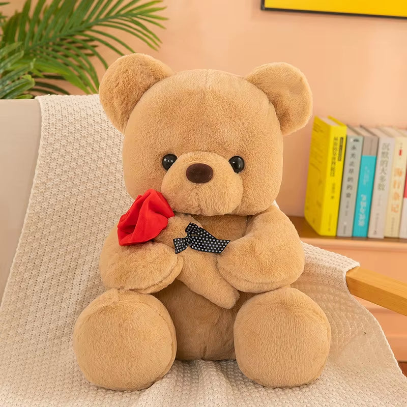 Plushies Teddy Bear with Rose Cute Stuffed Animals Soft Toys Plush Teddy Bear Mother'S Day Gifts